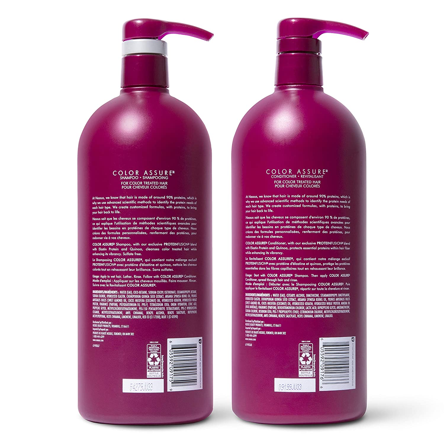 Nexxus Color Assure Shampoo and Conditioner Color Assure 2 Count for Color  Treated Hair Enhance Color Vibrancy for Up to 40 Washes 33.8 oz (Pack of 2)  - tazcous Nexxus Color Assure